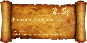 Maresch Szofron névjegykártya